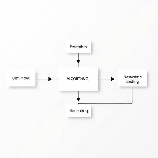 Diagram illustrating the flow of algorithmic trading: Data input, algorithm processing, and trade execution.