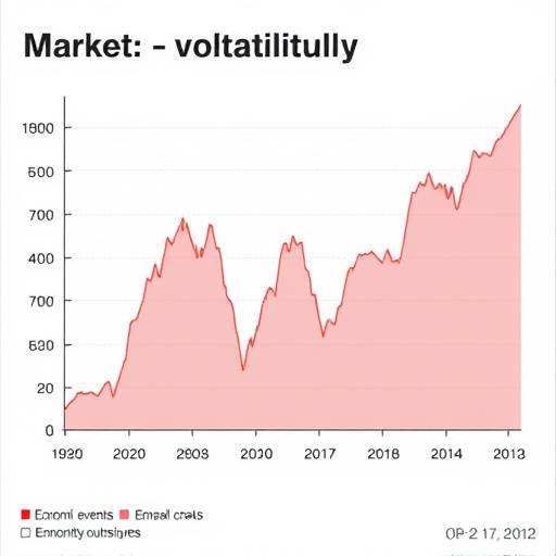 Graph depicting historical market volatility, showing spikes during specific economic events and periods of relative calm. The X-axis represents time, and the Y-axis represents the volatility index.